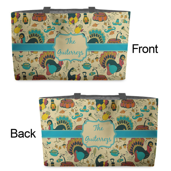 Old Fashioned Thanksgiving Tote w/Black Handles - Front & Back Views