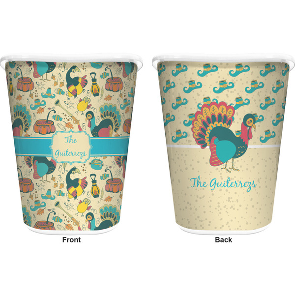 Old Fashioned Thanksgiving Trash Can White - Front and Back - Apvl
