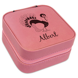 Old Fashioned Thanksgiving Travel Jewelry Boxes - Pink Leather (Personalized)