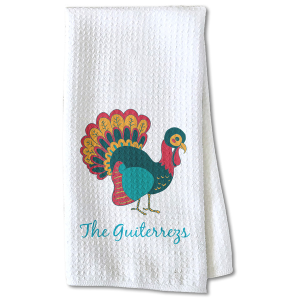 Custom Old Fashioned Thanksgiving Kitchen Towel - Waffle Weave - Partial Print (Personalized)