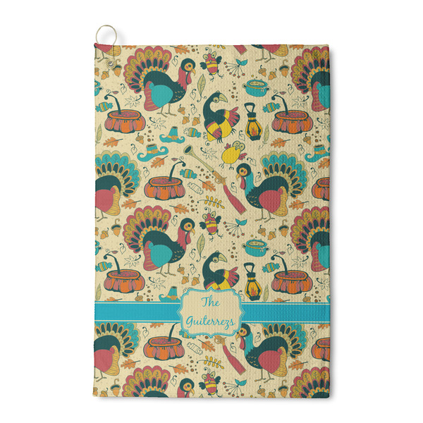 Custom Old Fashioned Thanksgiving Waffle Weave Golf Towel (Personalized)