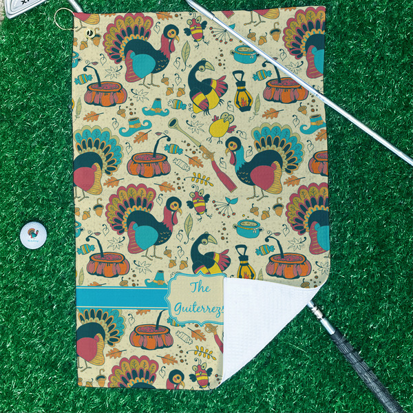 Old Fashioned Thanksgiving Waffle Weave Golf Towel - In Context