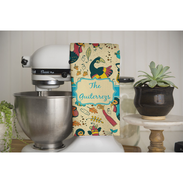 Old Fashioned Thanksgiving Waffle Weave Towel - Full Color Print - Lifestyle Image