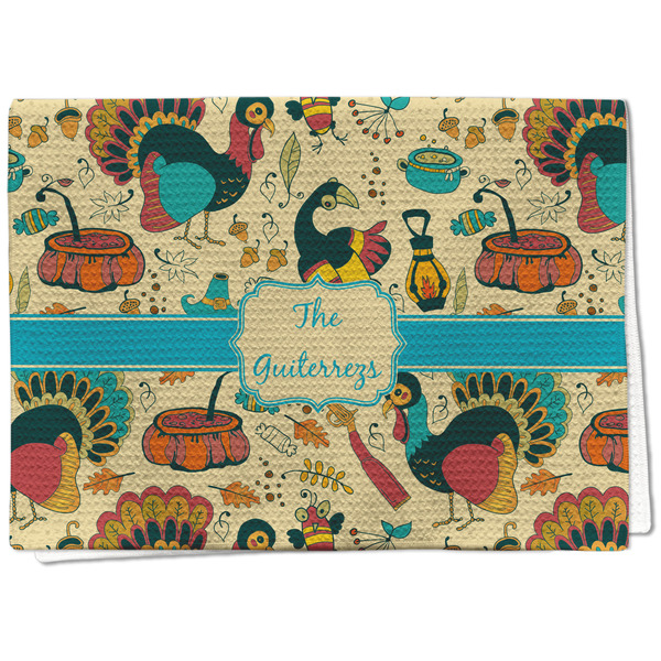 Custom Old Fashioned Thanksgiving Kitchen Towel - Waffle Weave - Full Color Print (Personalized)