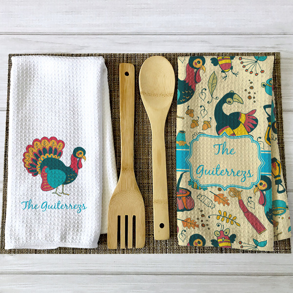 Old Fashioned Thanksgiving Waffle Weave Towels - 2 Print Styles