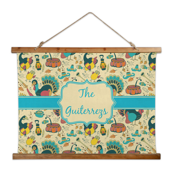 Custom Old Fashioned Thanksgiving Wall Hanging Tapestry - Wide (Personalized)