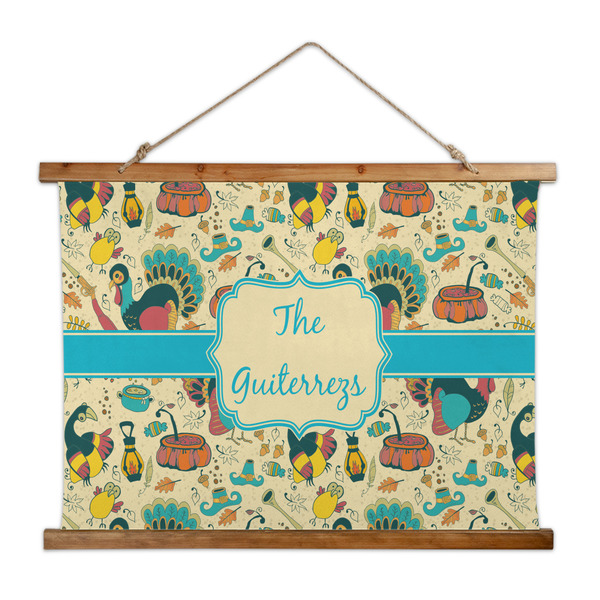 Custom Old Fashioned Thanksgiving Wall Hanging Tapestry - Wide (Personalized)