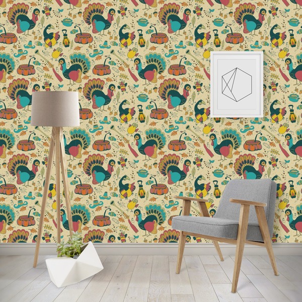 Custom Old Fashioned Thanksgiving Wallpaper & Surface Covering (Water Activated - Removable)