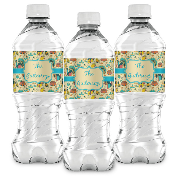 Old Fashioned Thanksgiving Water Bottle Labels - Front View