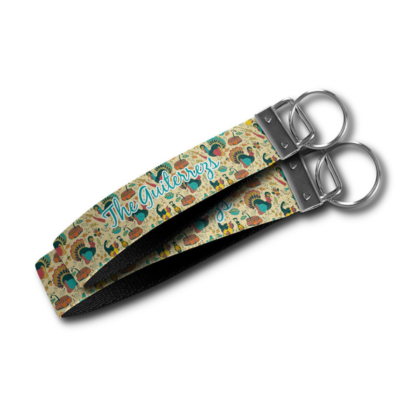 Old Fashioned Thanksgiving Webbing Keychain FOBs - Size Comparison
