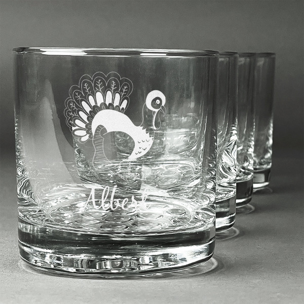 Custom Old Fashioned Thanksgiving Whiskey Glasses (Set of 4) (Personalized)