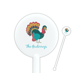 Old Fashioned Thanksgiving 5.5" Round Plastic Stir Sticks - White - Double Sided (Personalized)