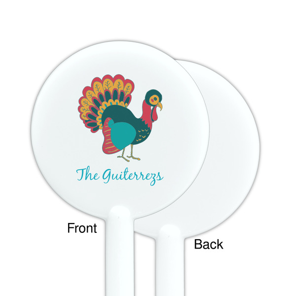 Old Fashioned Thanksgiving White Plastic 5.5" Stir Stick - Single Sided - Round - Front & Back
