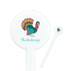Old Fashioned Thanksgiving 7" Round Plastic Stir Sticks - White - Single Sided (Personalized)