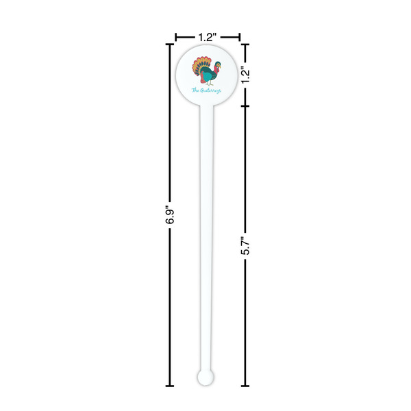 Old Fashioned Thanksgiving White Plastic 7" Stir Stick - Round - Dimensions