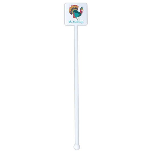 Old Fashioned Thanksgiving White Plastic Stir Stick - Single Sided - Square - Single Stick