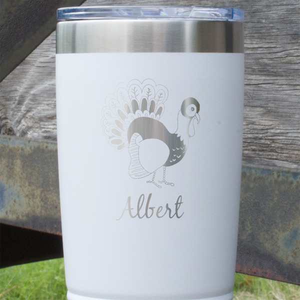 Old Fashioned Thanksgiving White Polar Camel Tumbler - 20oz - Close Up