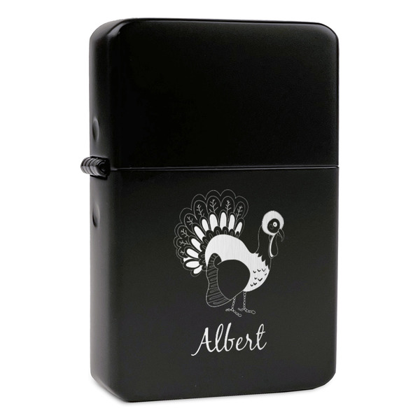 Custom Old Fashioned Thanksgiving Windproof Lighter - Black - Single Sided & Lid Engraved (Personalized)