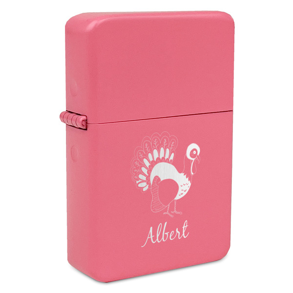 Custom Old Fashioned Thanksgiving Windproof Lighter - Pink - Double Sided (Personalized)