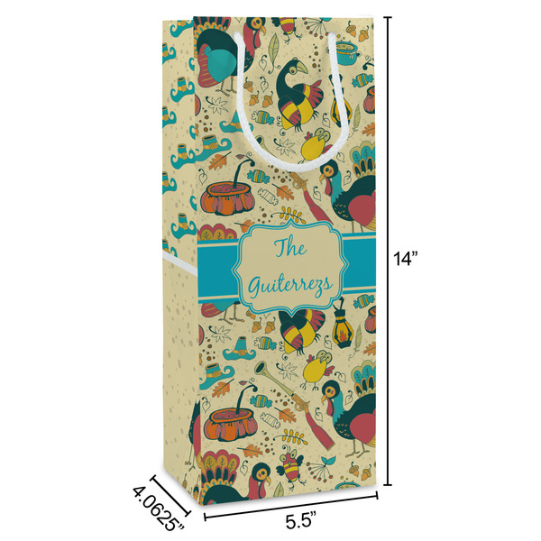 Old Fashioned Thanksgiving Wine Gift Bag - Dimensions