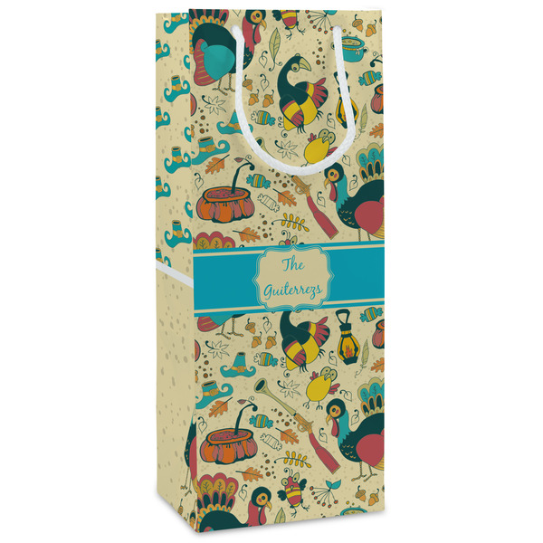 Custom Old Fashioned Thanksgiving Wine Gift Bags - Gloss (Personalized)