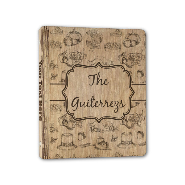 Custom Old Fashioned Thanksgiving Wood 3-Ring Binder - 1" Half-Letter Size (Personalized)