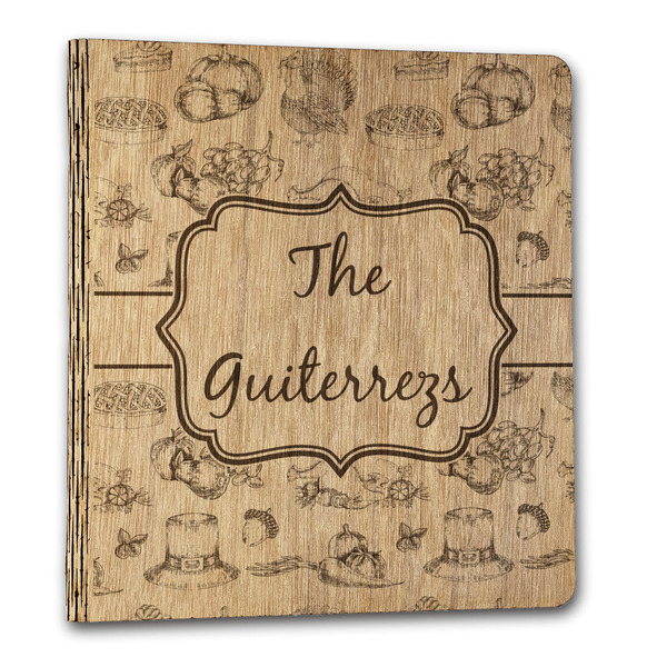 Custom Old Fashioned Thanksgiving Wood 3-Ring Binder - 1" Letter Size (Personalized)