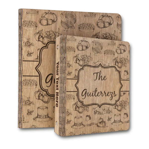 Custom Old Fashioned Thanksgiving Wood 3-Ring Binder (Personalized)