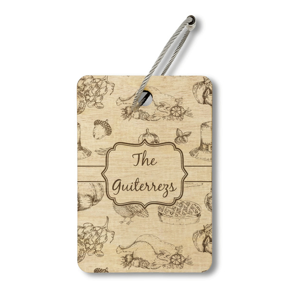Custom Old Fashioned Thanksgiving Wood Luggage Tag - Rectangle (Personalized)