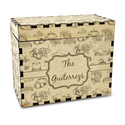 Old Fashioned Thanksgiving Wood Recipe Box - Laser Engraved (Personalized)