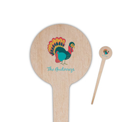 Old Fashioned Thanksgiving 4" Round Wooden Food Picks - Single Sided (Personalized)