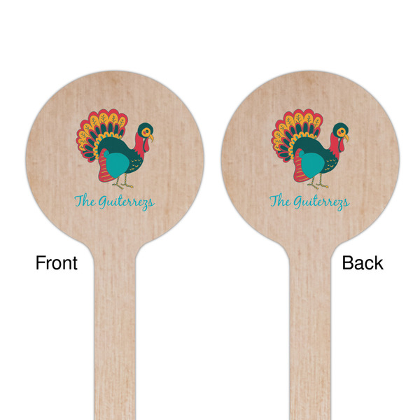 Old Fashioned Thanksgiving Wooden 6" Stir Stick - Round - Double Sided - Front & Back