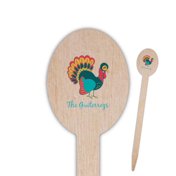 Custom Old Fashioned Thanksgiving Oval Wooden Food Picks - Single Sided (Personalized)