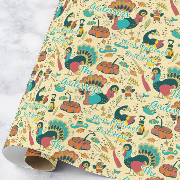 Custom Old Fashioned Thanksgiving Wrapping Paper Roll - Large (Personalized)