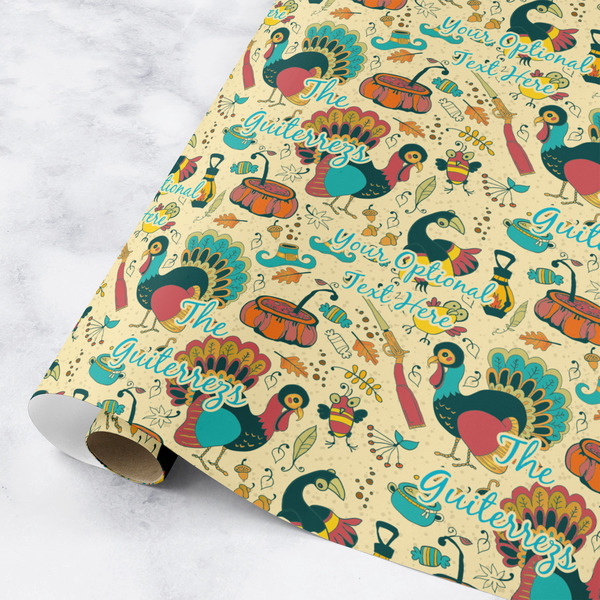 Custom Old Fashioned Thanksgiving Wrapping Paper Roll - Medium (Personalized)