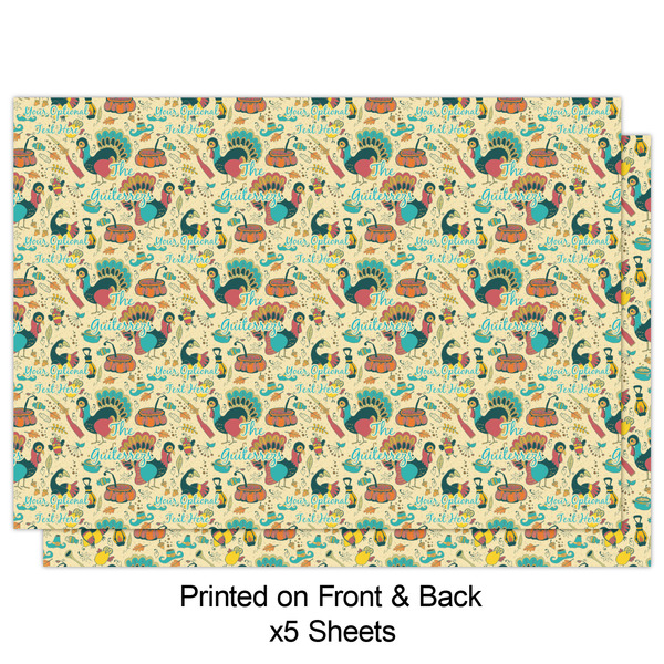 Old Fashioned Thanksgiving Wrapping Paper Sheet - Double Sided - Front