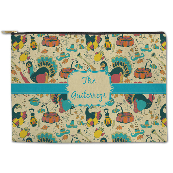 Custom Old Fashioned Thanksgiving Zipper Pouch - Large - 12.5"x8.5" (Personalized)