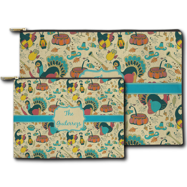 Old Fashioned Thanksgiving Zippered Pouches - Size Comparison