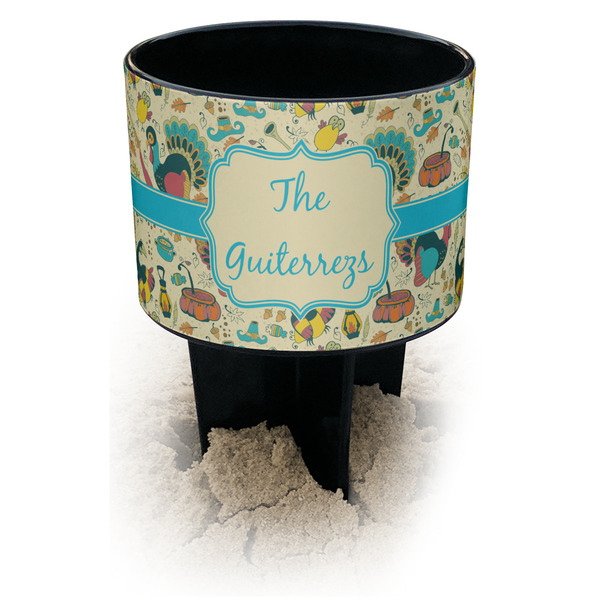 Custom Old Fashioned Thanksgiving Black Beach Spiker Drink Holder (Personalized)