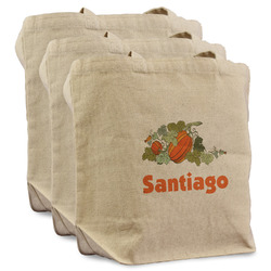 Pumpkins Reusable Cotton Grocery Bags - Set of 3 (Personalized)