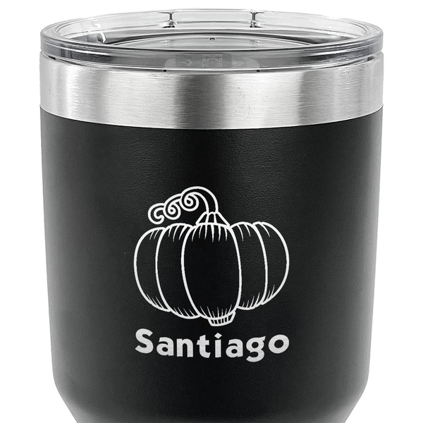 Pumpkins 30 oz Stainless Steel Ringneck Tumbler - Black - CLOSE UP