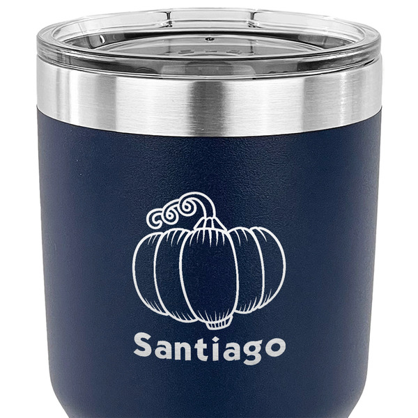 Pumpkins 30 oz Stainless Steel Ringneck Tumbler - Navy - CLOSE UP