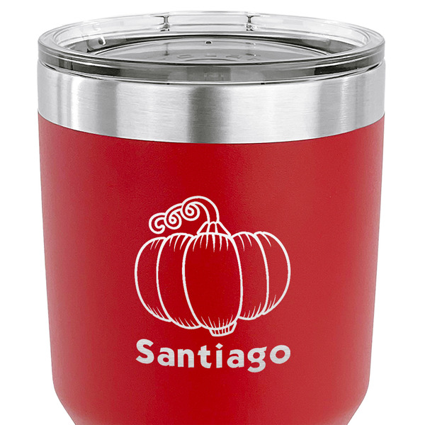 Pumpkins 30 oz Stainless Steel Ringneck Tumbler - Red - CLOSE UP