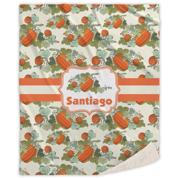 Custom Pumpkins Sherpa Throw Blanket - 60"x80" (Personalized)