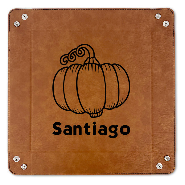 Pumpkins 9" x 9" Leatherette Snap Up Tray - APPROVAL (FLAT)