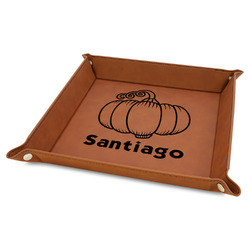 Pumpkins 9" x 9" Faux Leather Valet Tray w/ Name or Text