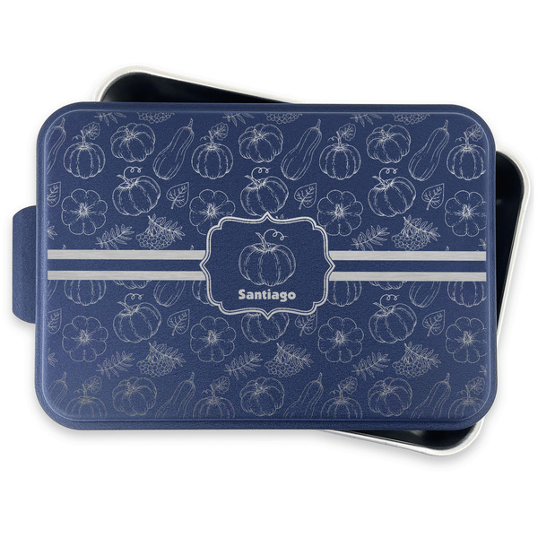 Pumpkins Aluminum Baking Pan - Navy Lid - FRONT w/lid off
