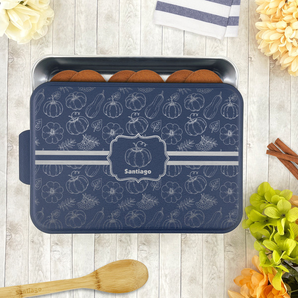Pumpkins Aluminum Baking Pan - Navy Lid - LIFESTYLE