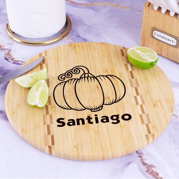 Pumpkins Bamboo Cutting Board - In Context