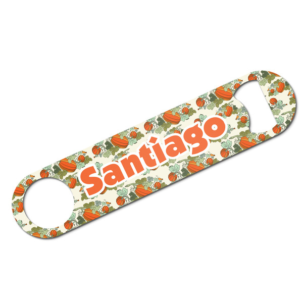 Custom Pumpkins Bar Bottle Opener - White w/ Name or Text